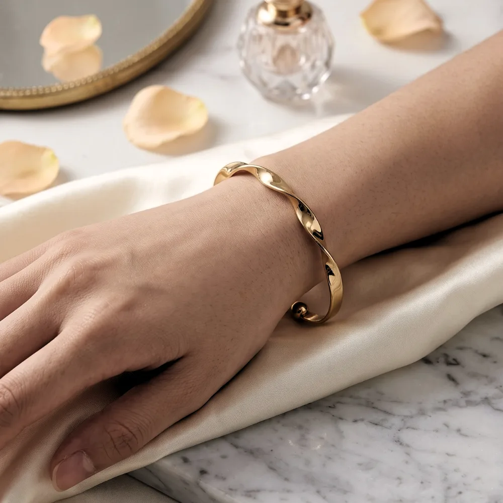 Wave Luxe Gold-Tone Open Cuff Bracelet, photo 2