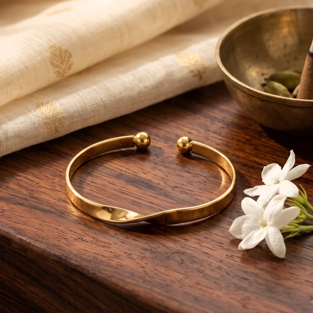 Wave Luxe Gold-Tone Open Cuff Bracelet, photo 3