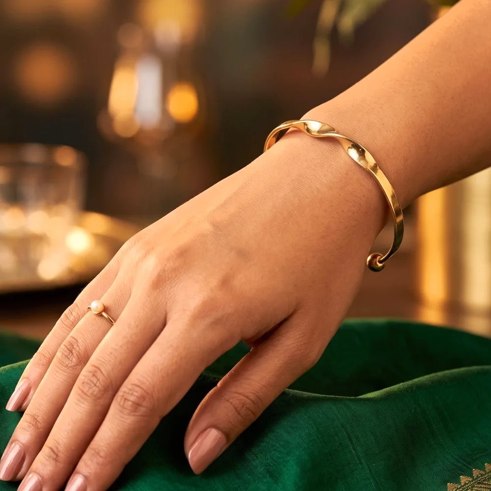 Wave Luxe Gold-Tone Open Cuff Bracelet, photo 4