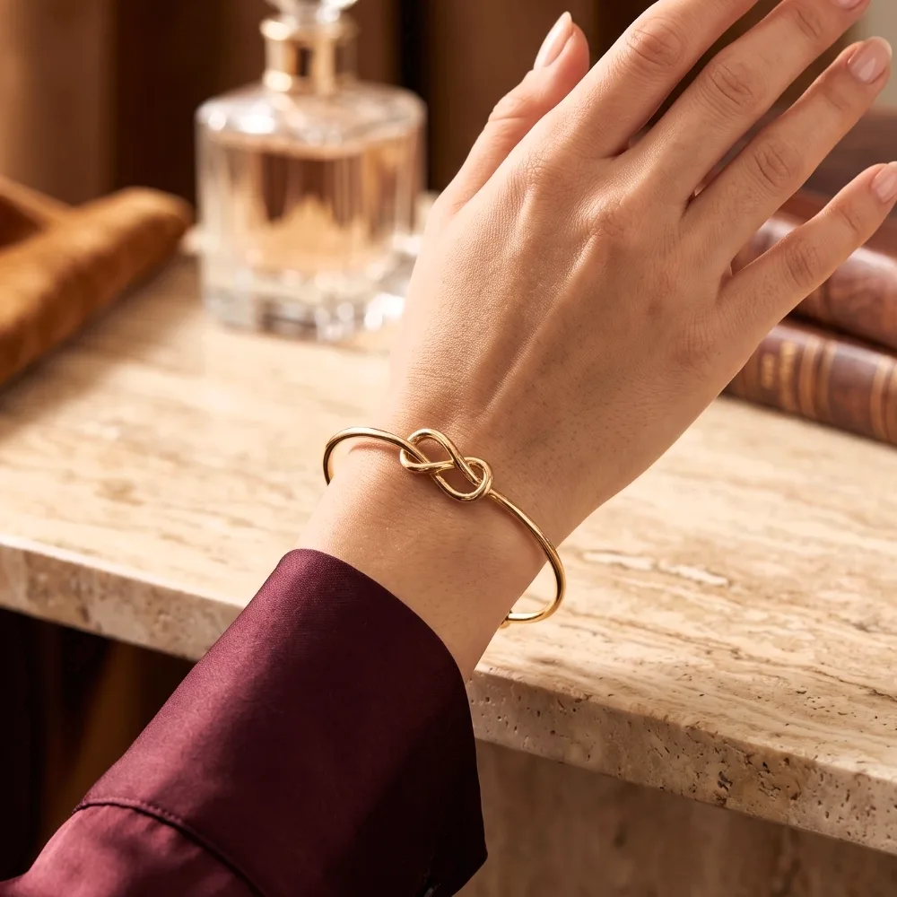 Infinity Knot Gold-Tone Open Cuff Bracelet, photo 2