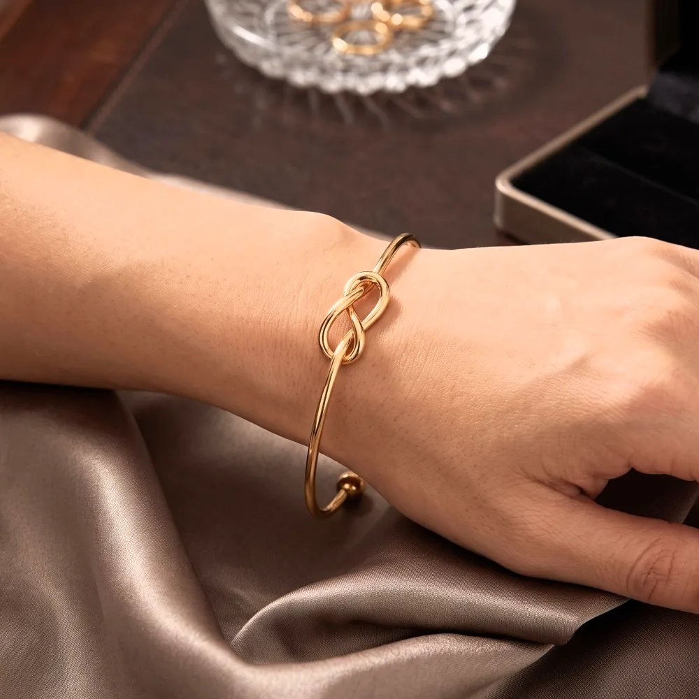 Infinity Knot Gold-Tone Open Cuff Bracelet, photo 3