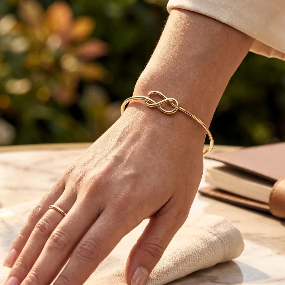 Infinity Knot Gold-Tone Open Cuff Bracelet, photo 4