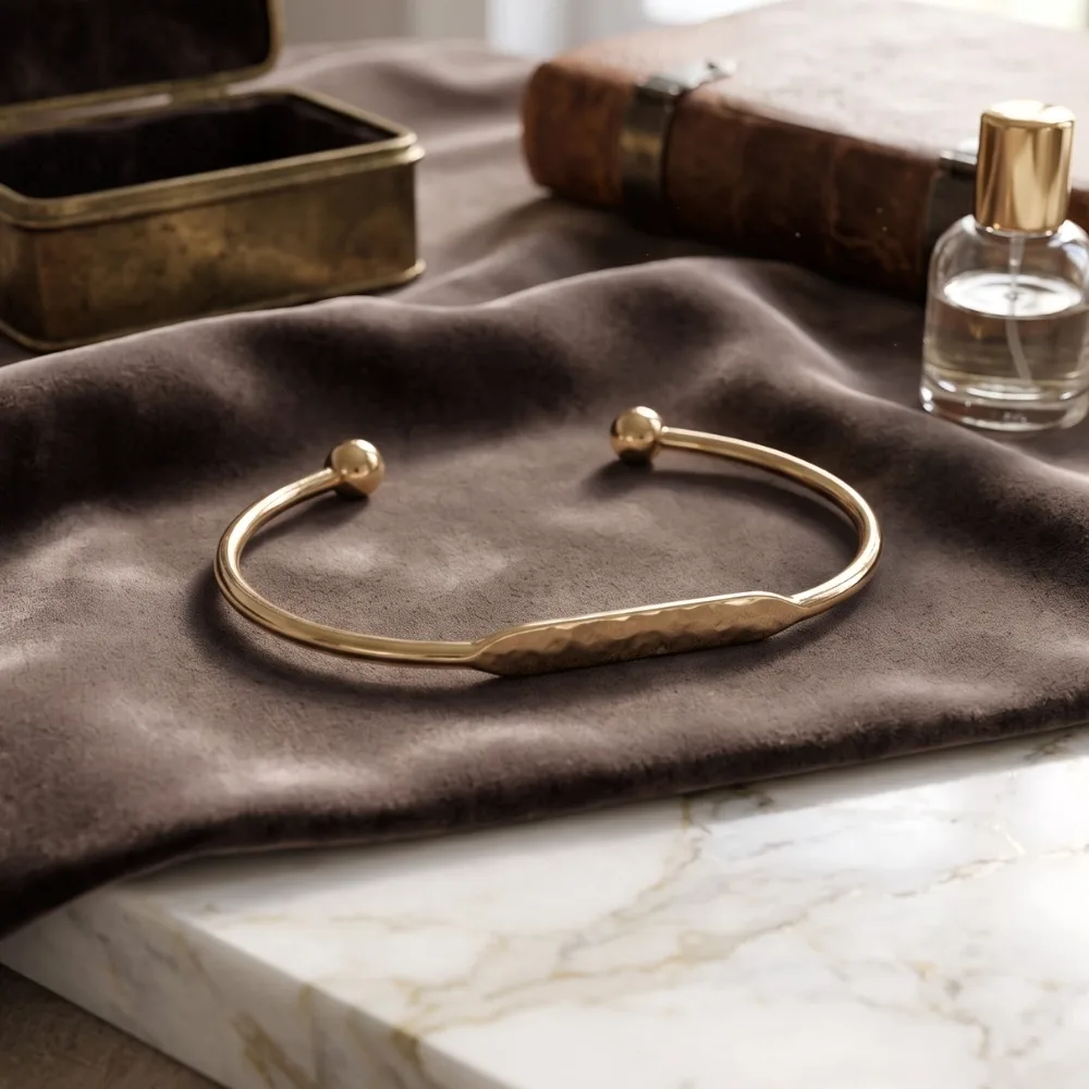 Sleek Bar Gold-Tone Open Cuff Bracelet, photo 2