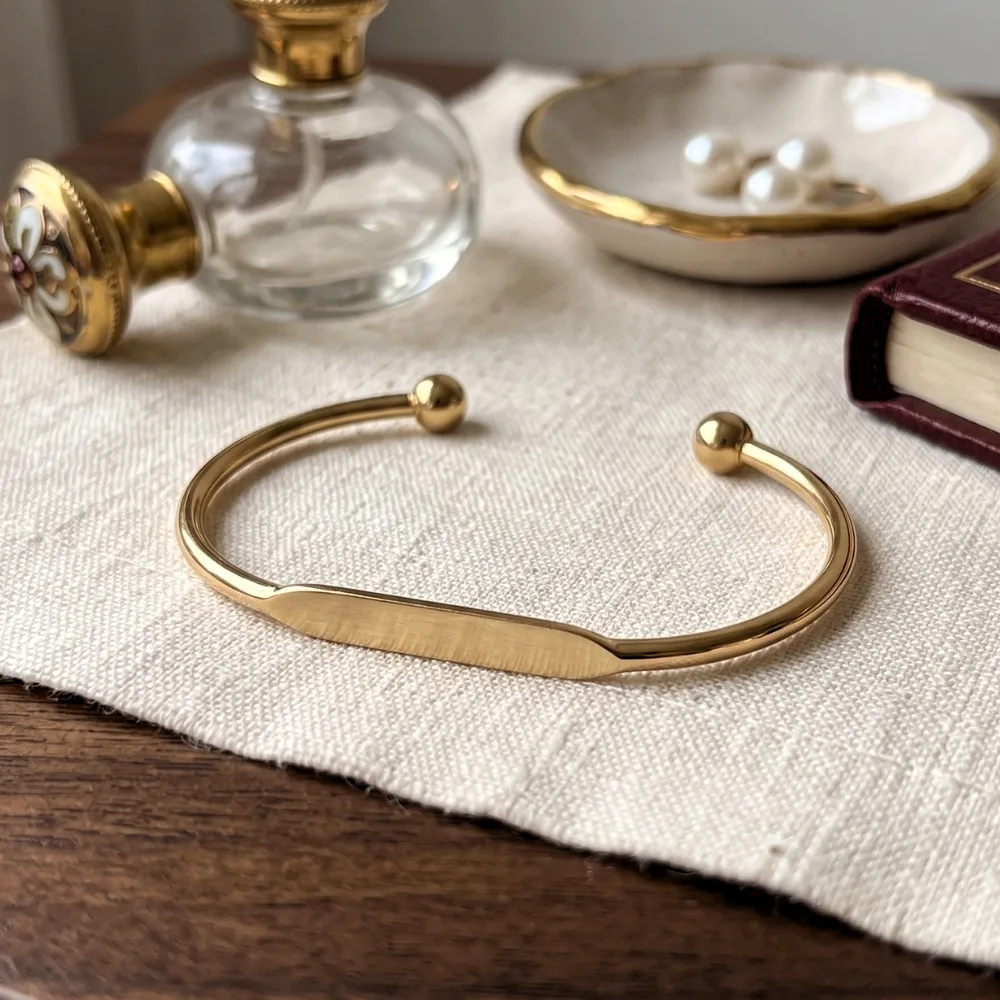 Sleek Bar Gold-Tone Open Cuff Bracelet, photo 4